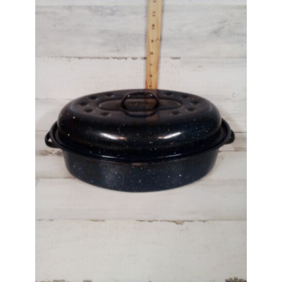 Medium Blue Roaster Pan / Great For All Occasions / Some Wear - Picture 15 of 16